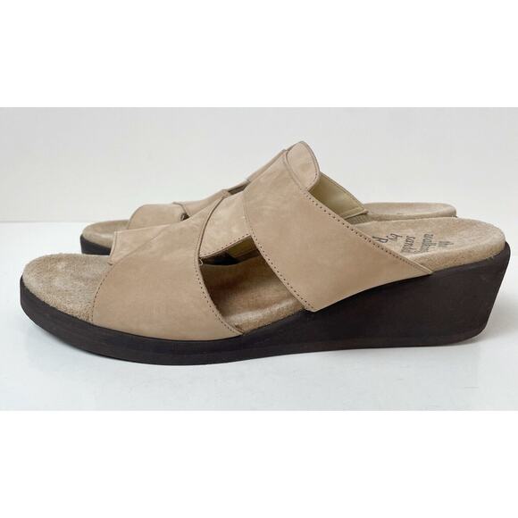 Rockport Sandals Womens 8.5 M Tan Nubuck Leather Wedge Walking Comfort Shoes - Picture 3 of 8